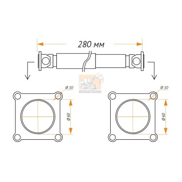 Карданный вал 280 мм ZL-20-ZL30 60*60